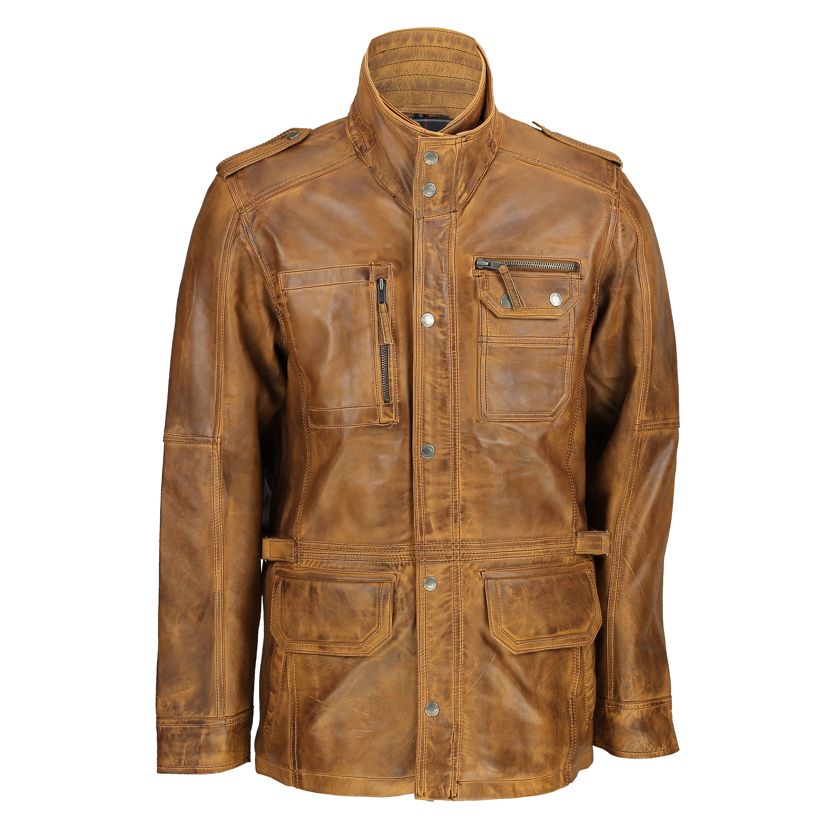 New Mens Retro Real Leather Washed Tan Brown Vintage Military Coat Field Jacket £13999 